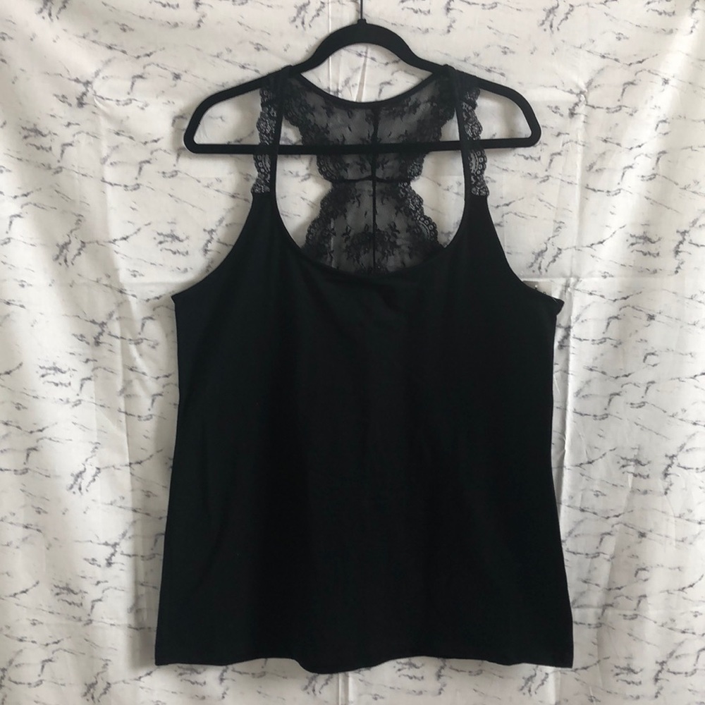 Black lace racer back top